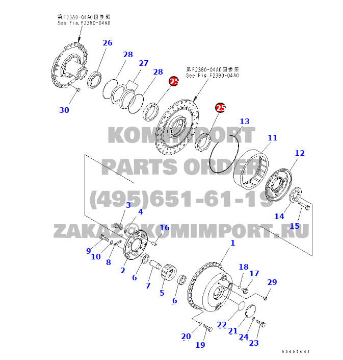 part No. :14X-27-11721 ，Final Drive Bearing . use for komatsu bulldozer D85ESS-2，D65EX-15,D65E-12.