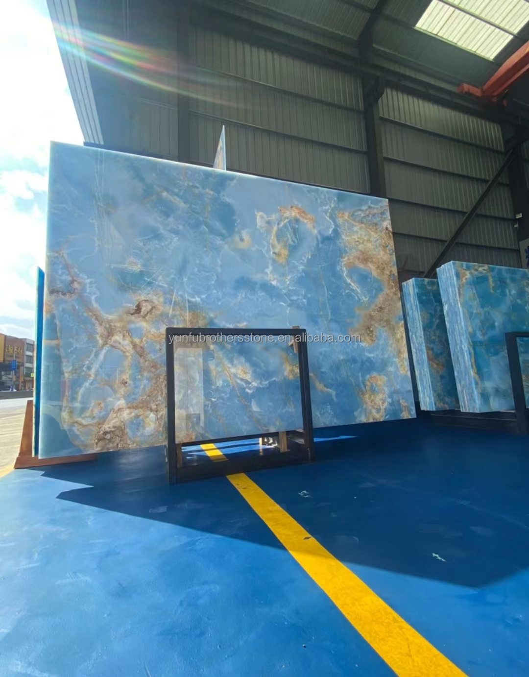 Natural Translucent Onyx Slab Modern Blue Onyx Marble Stone for Bathroom Wall and Floor