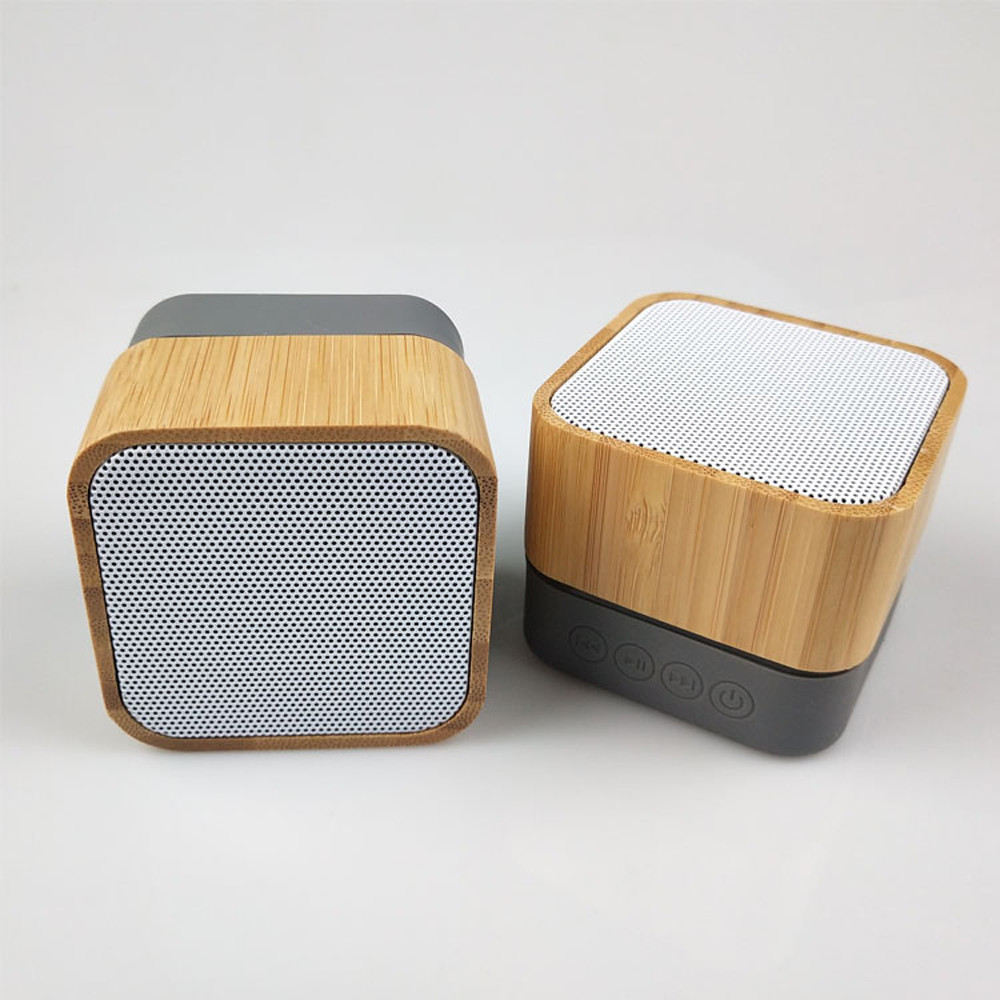 Square Bamboo Bluetooth Speaker Portable Mini Simple Light Weight Wireless