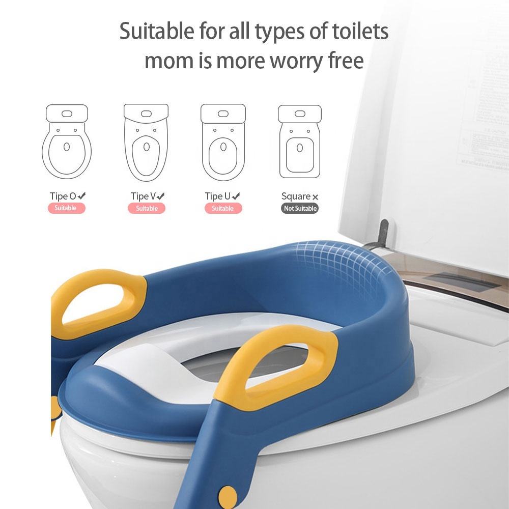 Solid Pattern Type Children Potty Ladder Toilet Seat With Soft Cushion