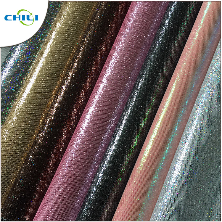 New Design Shining Pu Leather Material Mesh Glitter Fabric For Shoes