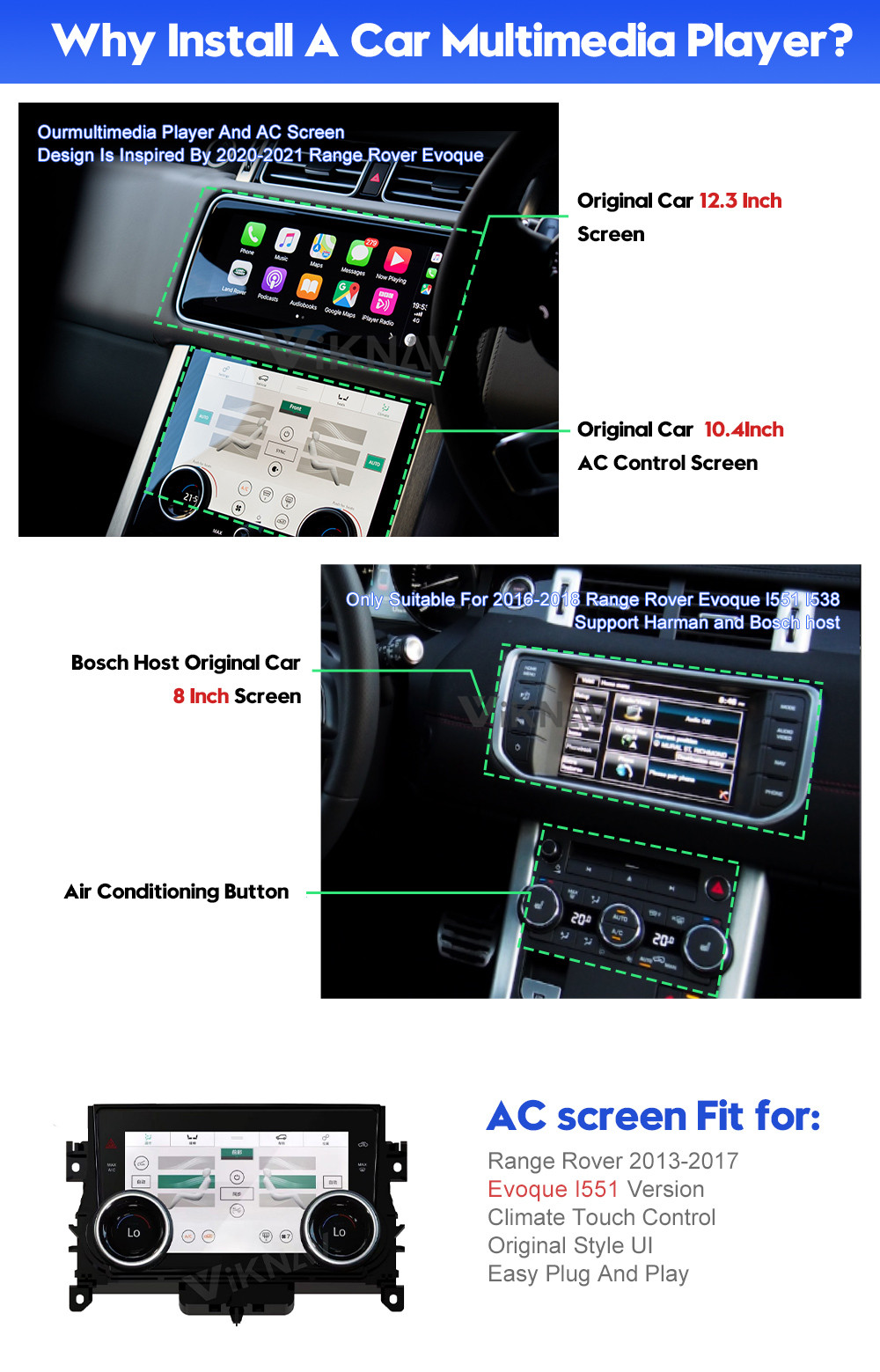 L551 L538 Range Rover Car Stereo Android 9 System Built In WiFi