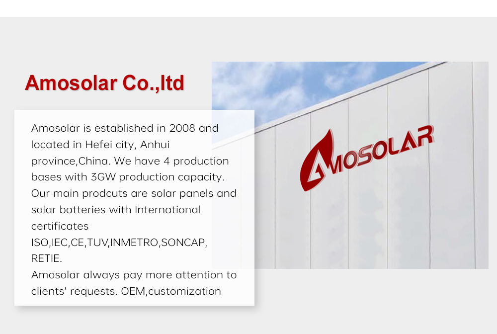 Amosolar 210mm Monocrystalline PV Module 2384*1303*35mm 210*210mm for Solar Solutions