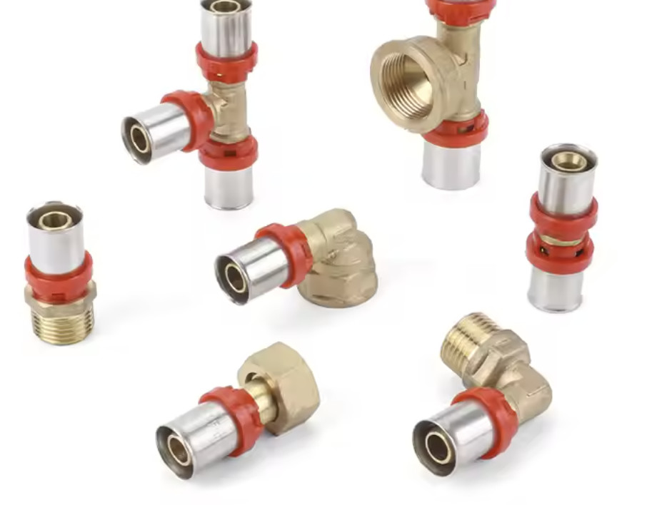 3/4 NPT Polished Brass Compression FittingsRed PEX Fittings Brass 1/2"-1" PEX Press Fitting Thread Male Socket Fittings