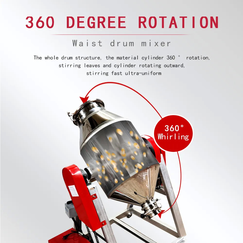 Stainless Steel Rotary Drum Mixer 360 Degree 100KG 200KG 2.2 KW