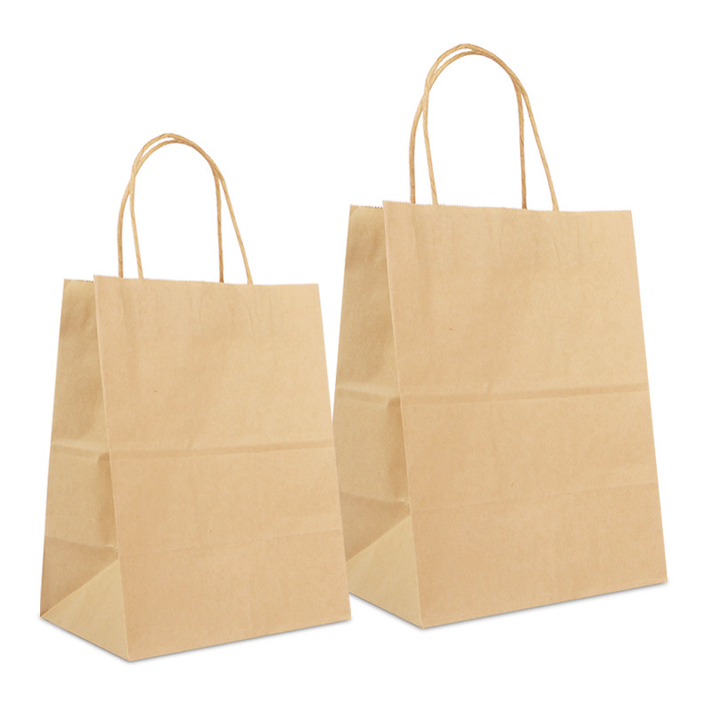 Flat Bottom Personalized Brown Paper Bags With Paper Twisted Cord Handle