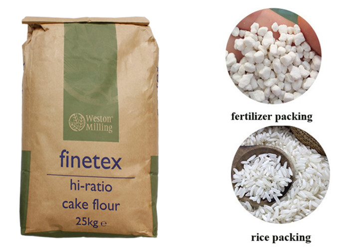 Open Top Flat Bottom Sewn 20kg Multiwall Paper Bags 25 Kg Package Paper Bag