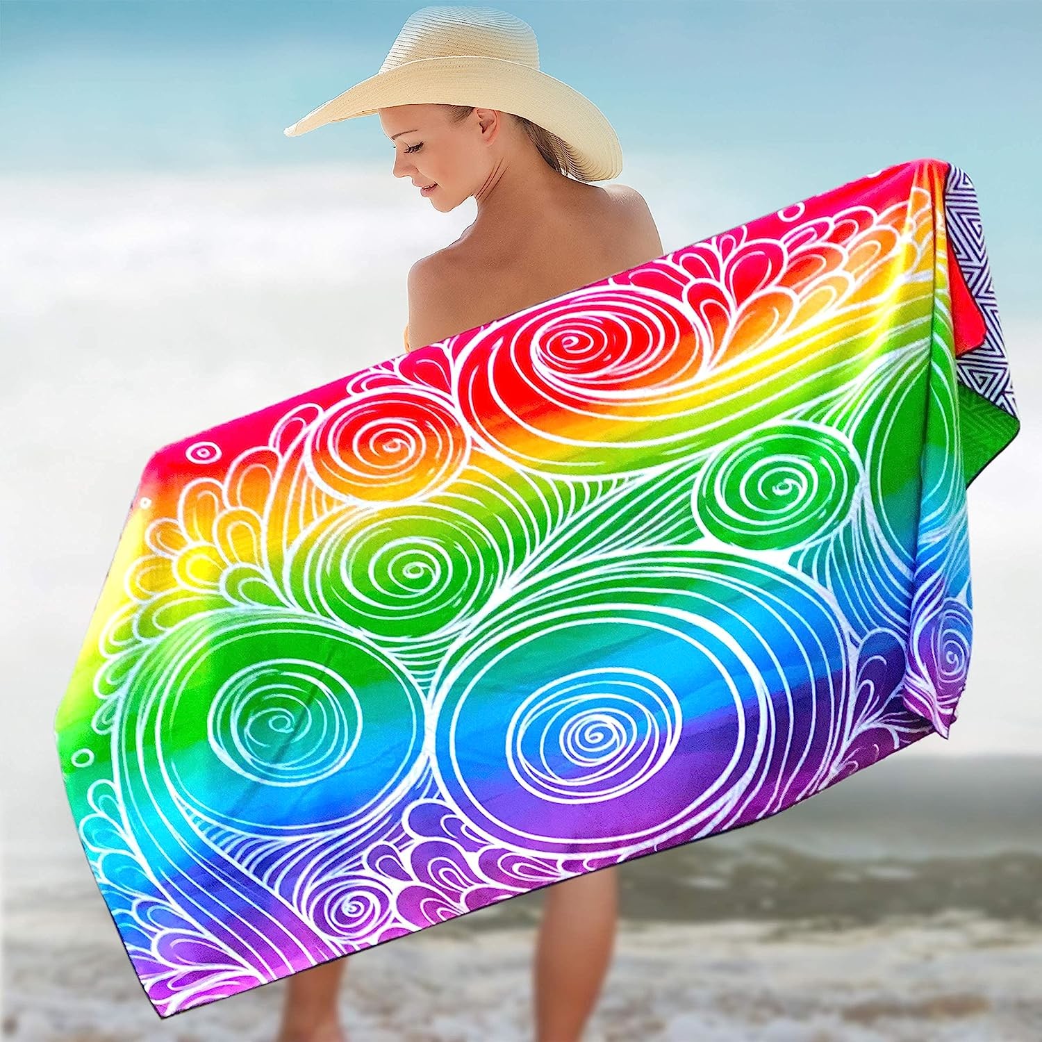 Recycled Pink Flamingo Beach Towel Personalized Swim Towels Double Side Print