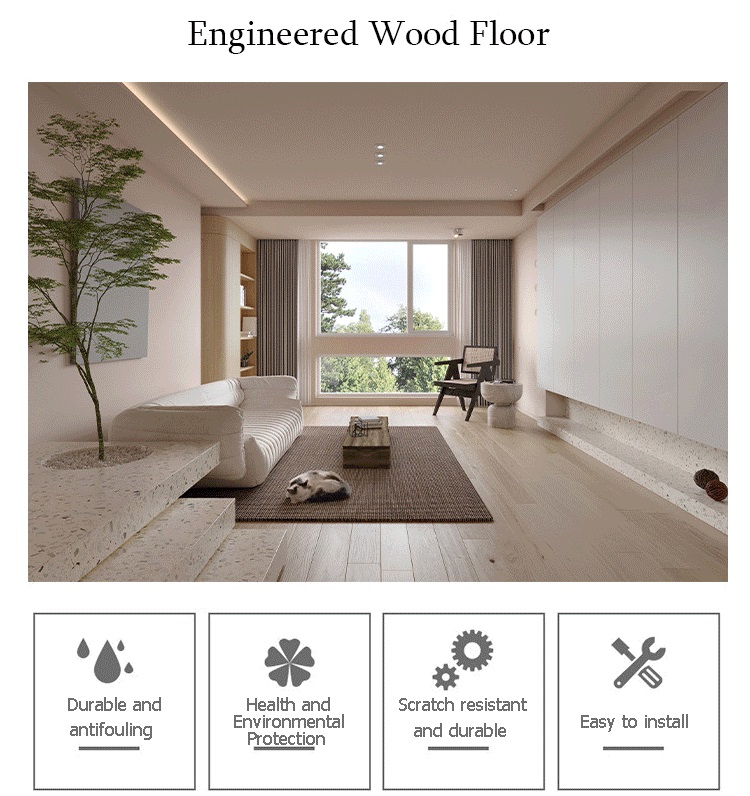 Modern Design Style Wire Brushed Oak Engineered Wooden Flooring with Free Sample