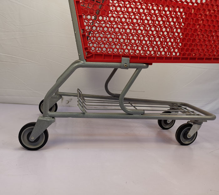 Double Layer Plastic Shopping Carts 110kgs Loading Capacity Plastic Grocery Cart