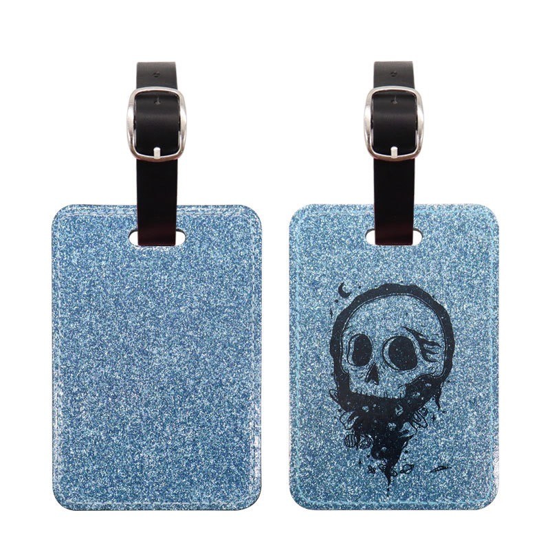 Double Sided Sparkle Custom Leather Luggage Tags For Sublimation Printing