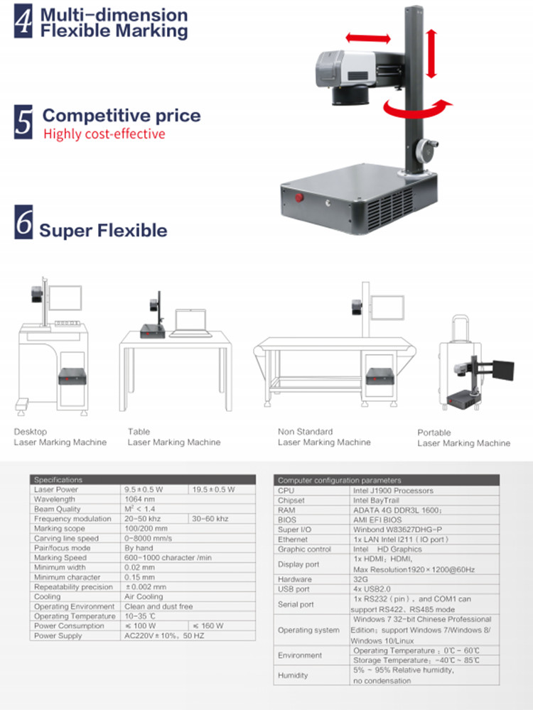 20w 30w 50w Fiber Laser Marking Machine Animal Ear Tag Engraver