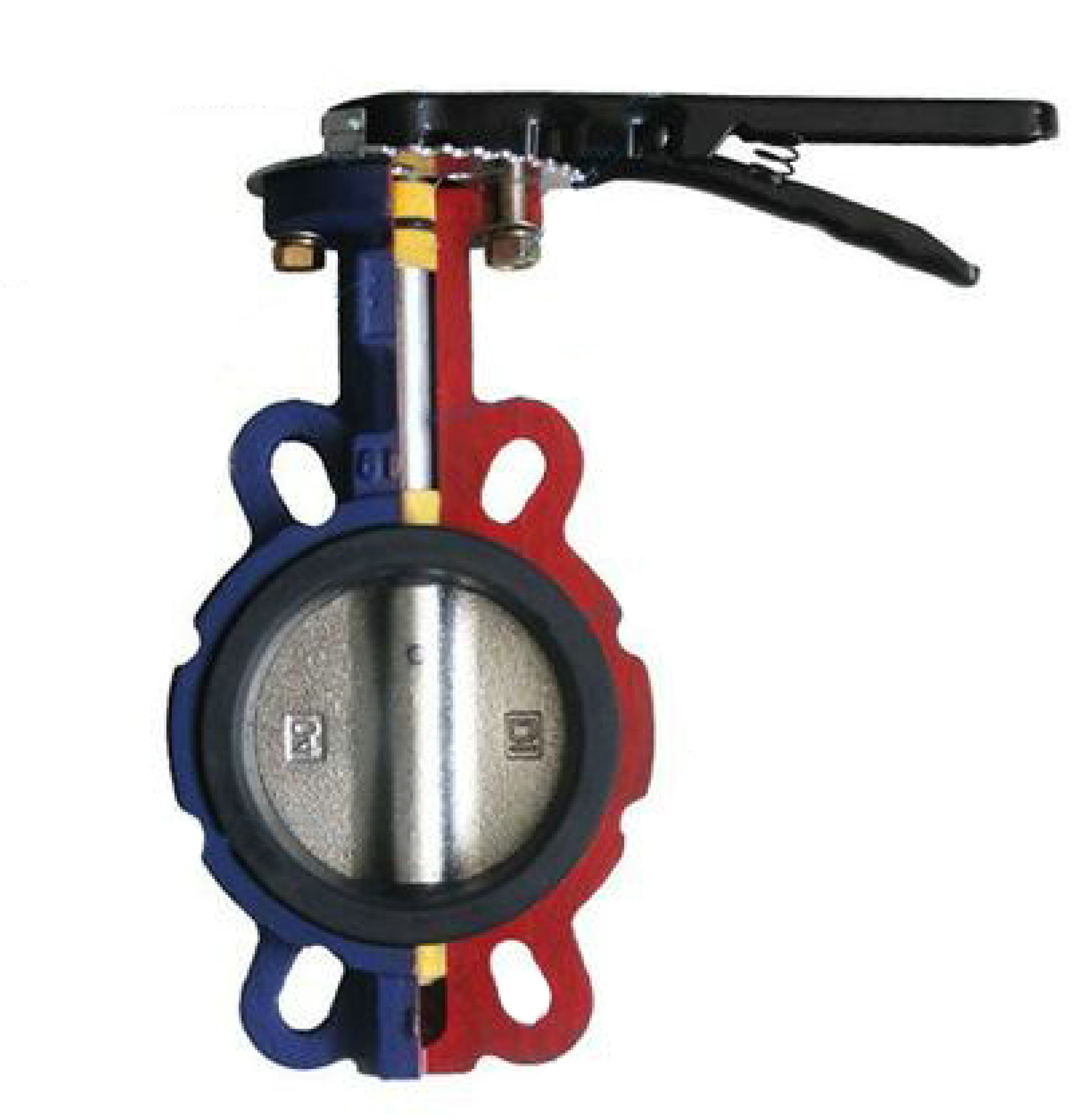 Dn100 4 Inch Pn16 Epdm Rubber Seat Wafer Type Ductile Iron Double Acting Pneumatic Actuator Butterfly Valve