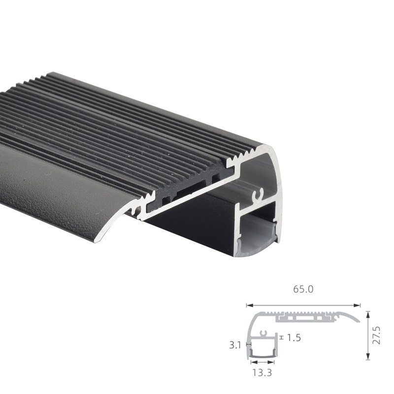 LED Aluminium Extrusion Profiles Strip Lighting Stair Staircase Nosing For Cinema Theatre Step Light