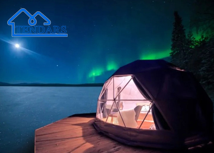 Outdoor 8m Family Camping Glamping Tent Dome With Bathroom ,Resort Camping Tents For 2-4 People