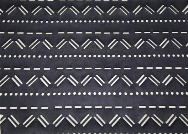 Perforated Black Leather Fabric Mustache Design , Punched Synthetic Leather