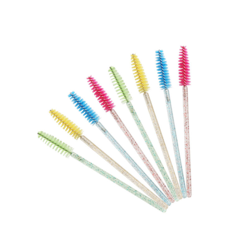 50PCS Crystal Eyebrow Brush Makeup Eyelash Extension Tool Pink Yellow