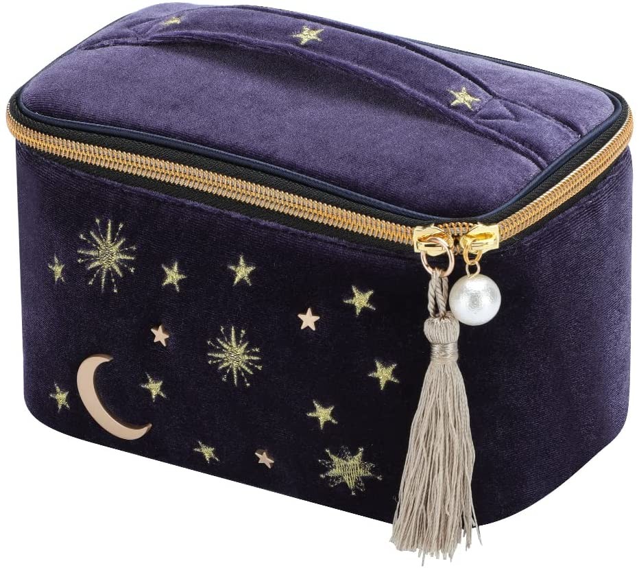Durable and Exquisite Handy Makeup Bag Navy Blue Sky Goose-down Convenient shock protection Makeup Bag