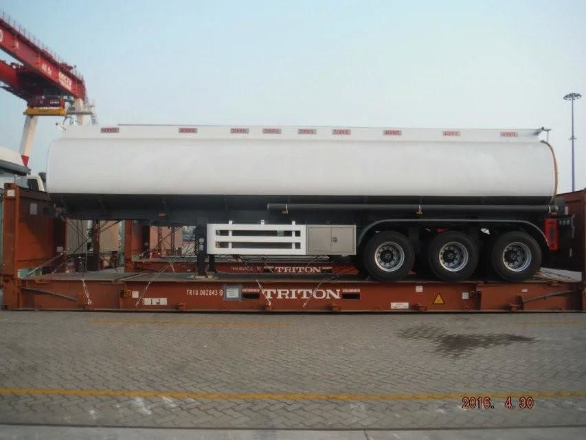 SKD 3 Axle Stainless Steel Tanker Semi Trailer For Oil / Diesel / Gasoline / Kerosene