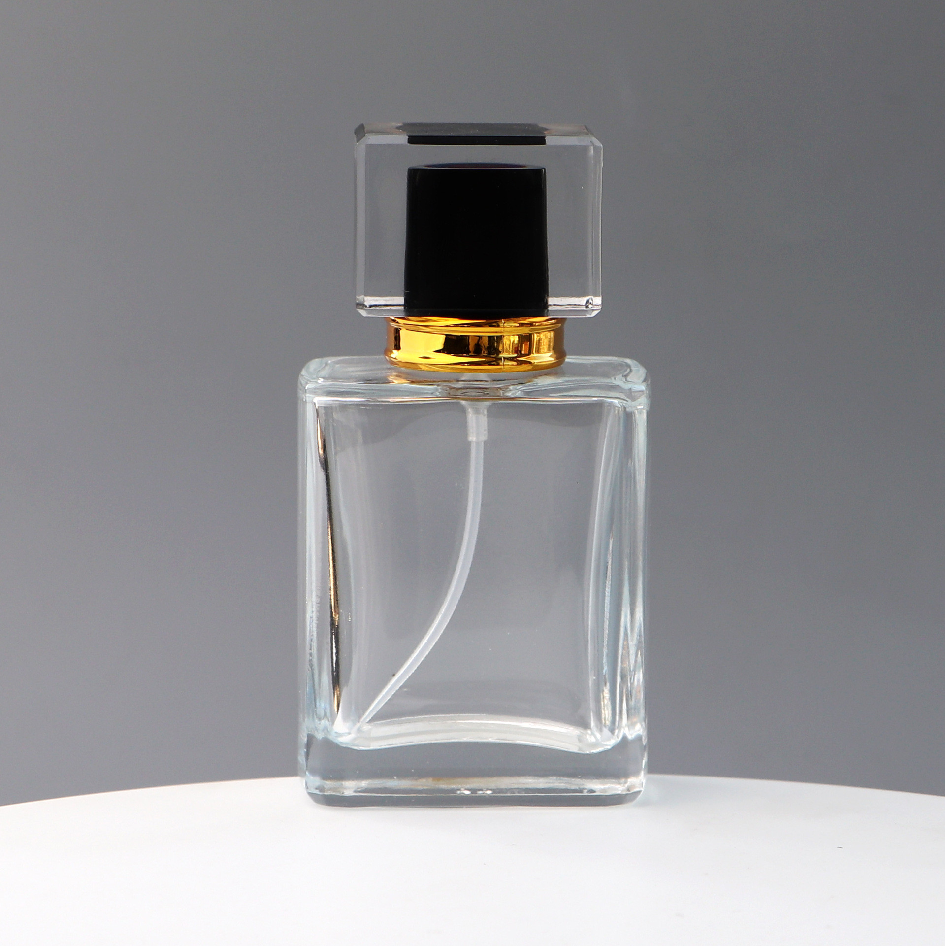 Spot Square Transparent Glass Perfume Bottle Acrylic Cover Spray Press Travel Separate Bottle Cosmetics Sample Bottle