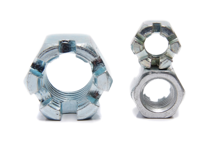 GB6178 Slotted And Castle Hexagon Nut Blue White Zinc Plated
