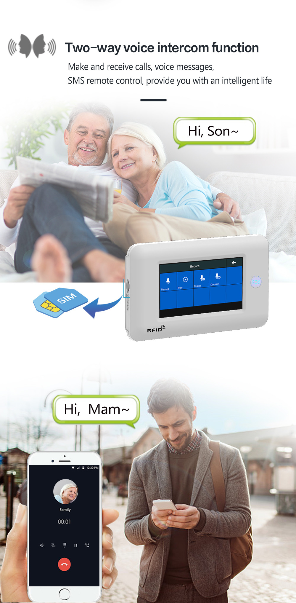 Homelife Security Wifi+gsm Touch Screen Smart Intelligent Alarm System To The Elderly Or Patients