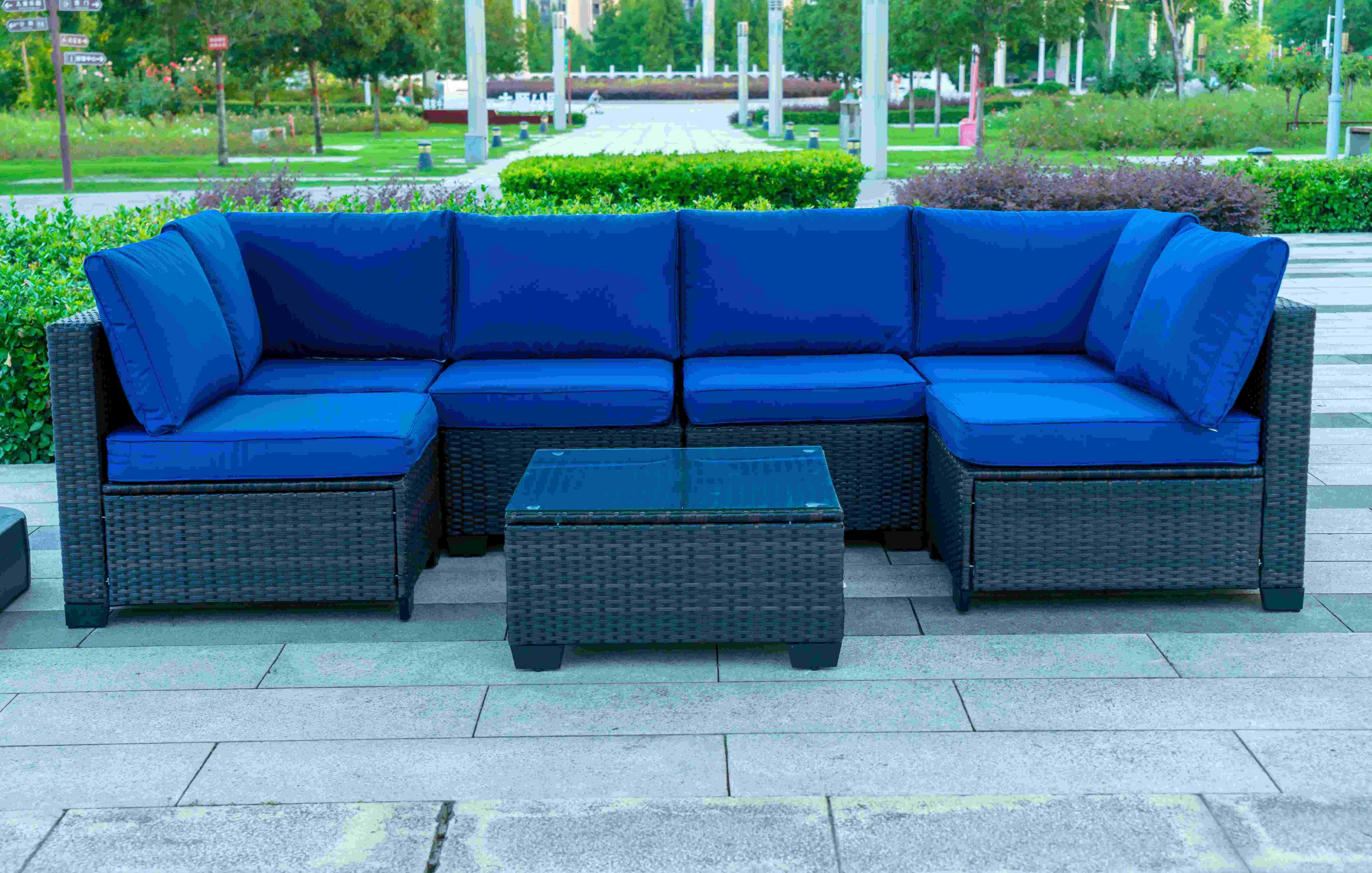 Garden Sofa Set Outdoor Furniture Steel Modern Sofa Dining Residential Multifunctional Plastic Rattan Patio Luxury