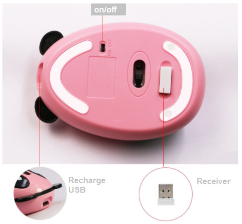 1200Dpi Computer Accessories Cartoon Panda Rechargeable Gaming Mouse