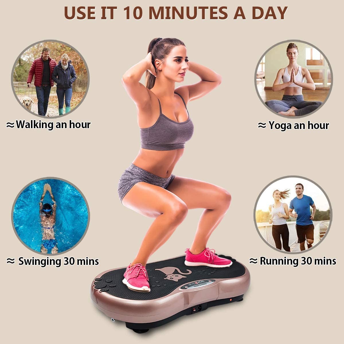 180W 999 Levels Vibration Plate Exercise Machine Whole Body Training High Speed