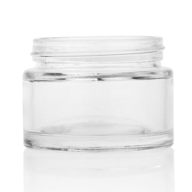 Round 15g-100g Cream Glass Jars Transparent Skin Care Packaging