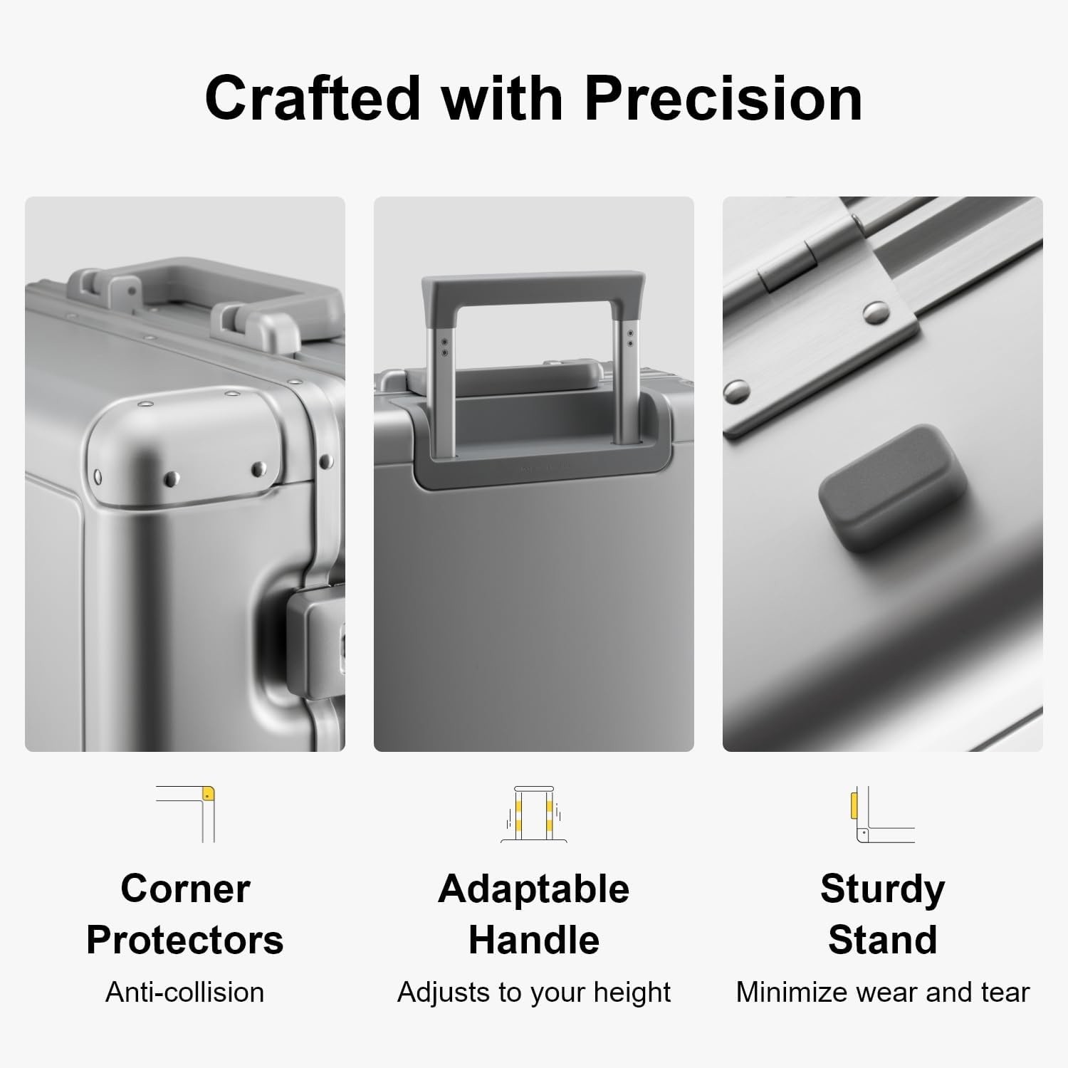 20" Aluminum Luggage Hardside Suitcase, Zipperless Luggage with TSA Lock and Spinner Wheels - Silver