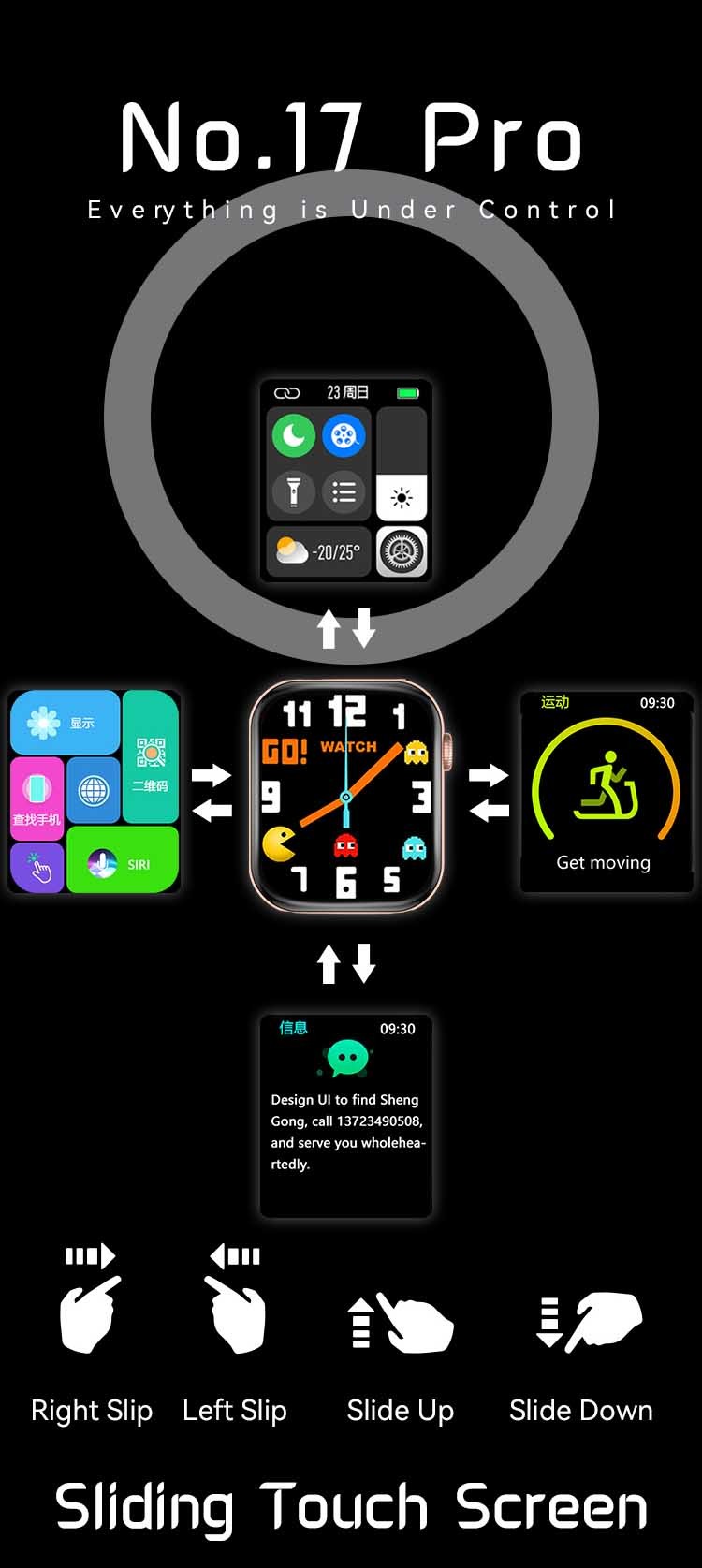 Split Screen 44mm NFC Smartwatch For Android Cell Phone Build In Digital Games