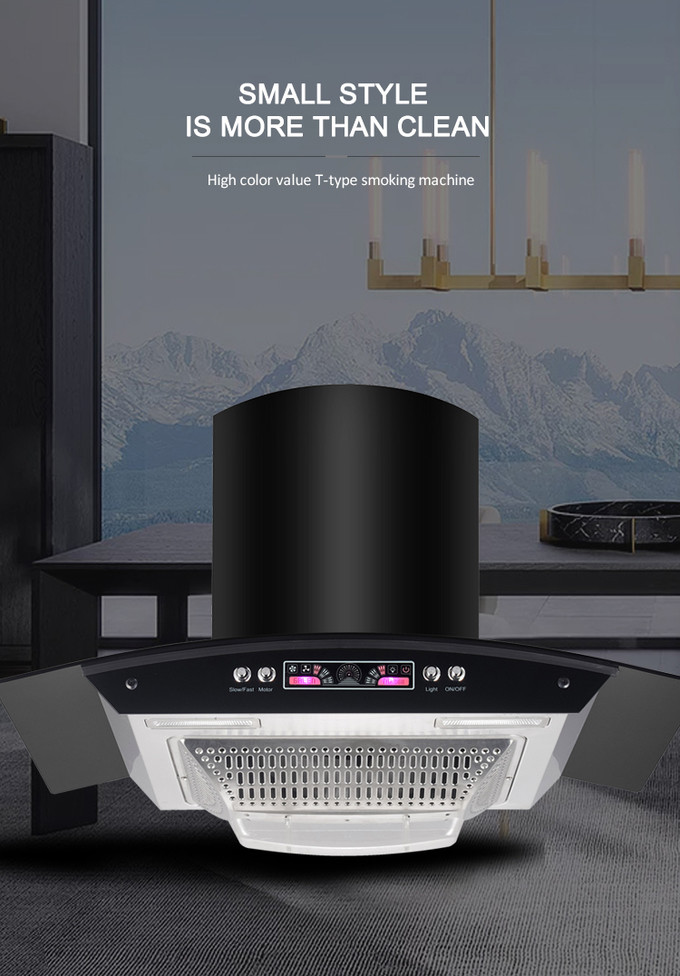 SASO Certificated Ventless Curved Glass Cooker Hood For Kitchen