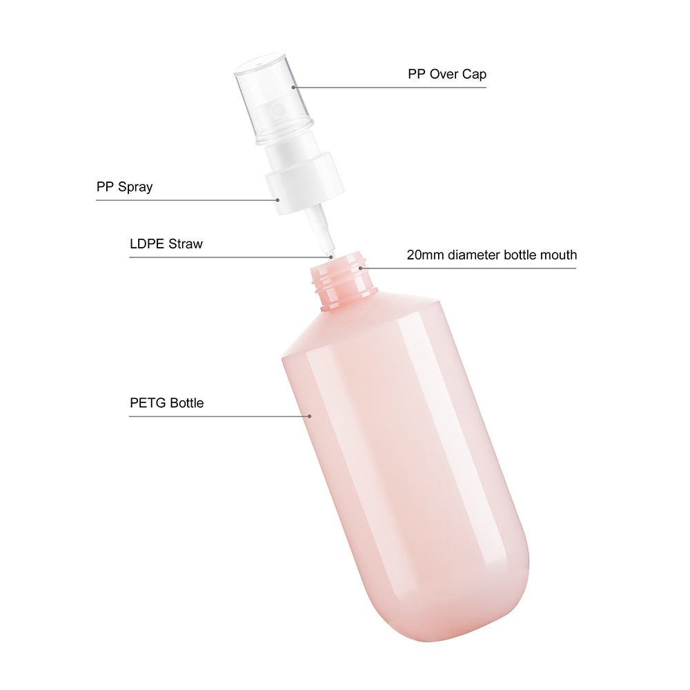 Pink Unique PETG Cosmetic Bottles 200ML Customizable With PP Pump