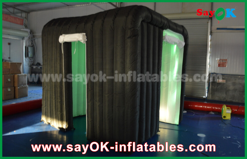 Advertising Booth Displays Black Two Doors Customize Inflatable Event Photo Booth With Rgb Led Lighting
