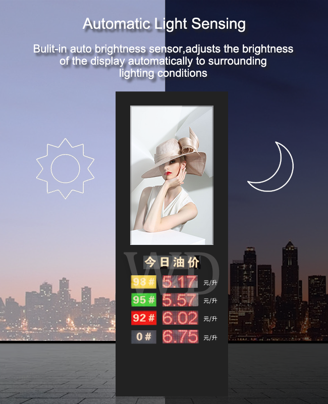 49" 55" 65" LCD LED sign diplay highly visible under sunlight Remote Update