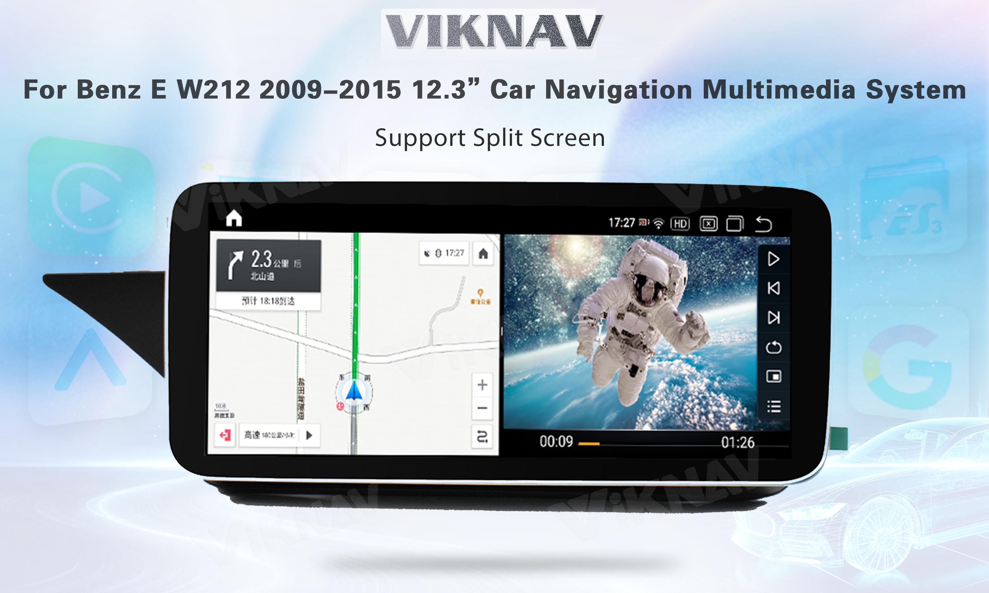 Viknav 12.3inch Android Car Radio With Screen For Mercedes Benz E Class W212 2009-2015 GPS Navigation 2Din Player NTG4.5