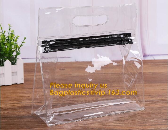 Plastic Bag OEM Custom PVC Loop Handle Image Printed Plastic Shopping Bag,Promotional Clear Waterproof Plastic Cosmetic