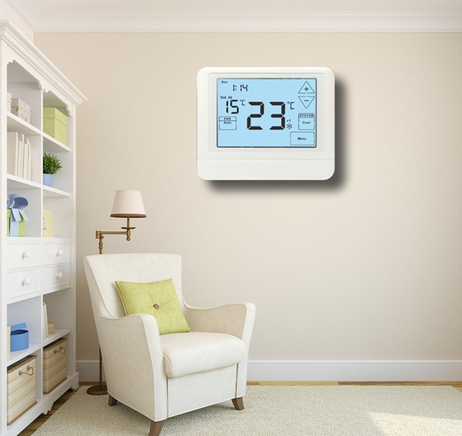 Electric Water Heating HVAC Thermostat With Touch Screen Energy Saving