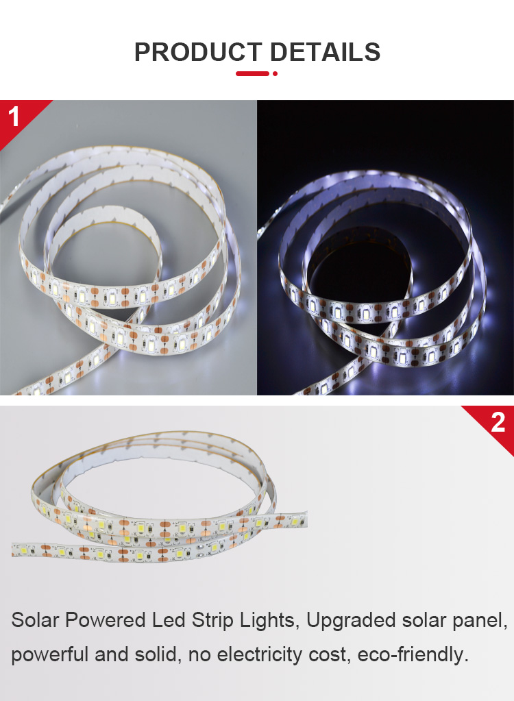 SMD2835 Solar Powered LED Strip 20lm/Led Christmas Solar Led Tape