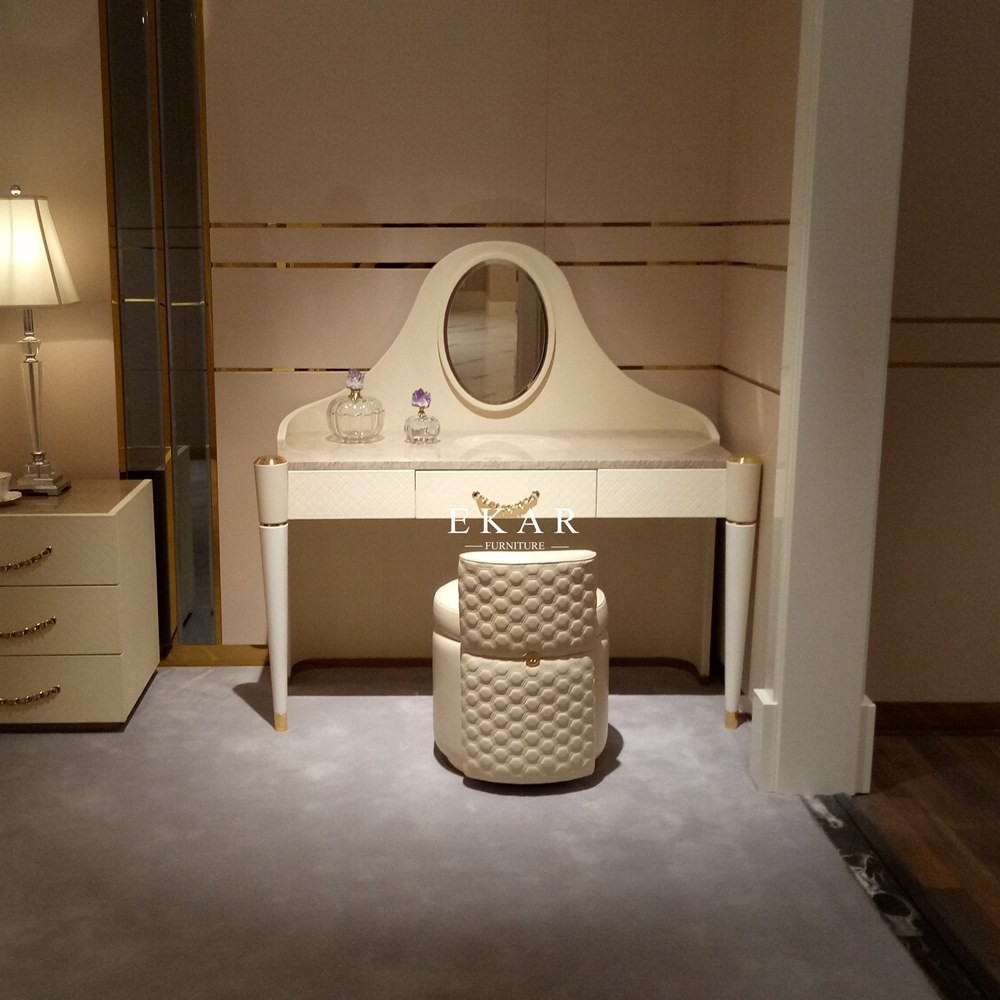 High End White Elegant Design Bedroom Dressing Table With Mirror