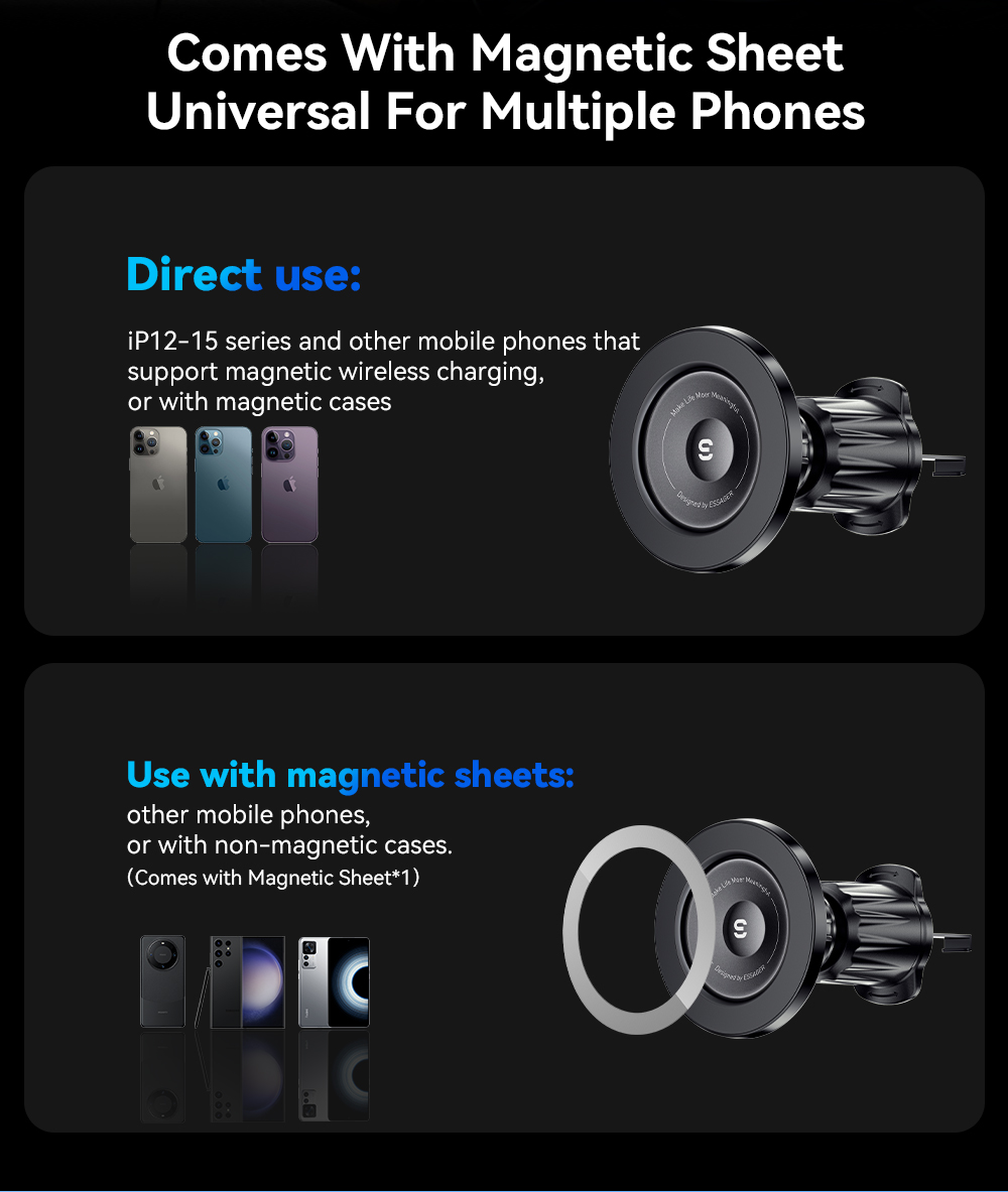ESSAGER ES-ZJ27 Series Magnetic Safe Car Air Vent Phone Holder