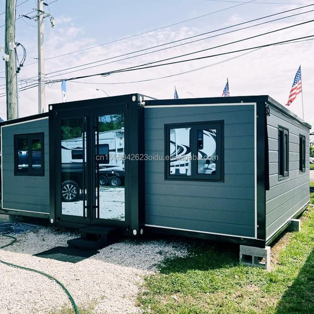Residential or Office 20ft Expandable Container House with Two Bedrooms and Aluminum Alloy Windows in Modern Style