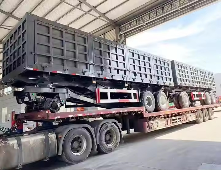 CIMC 3 Axle Draw Bar Side Dump Full Trailer 40-100 Tons Drawbar Towing Dolly Full Truck Trailer