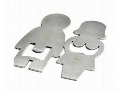 Blank Stainless Steel Man and Woman Bottle Opener,die punched man and woman, brushed metal color
