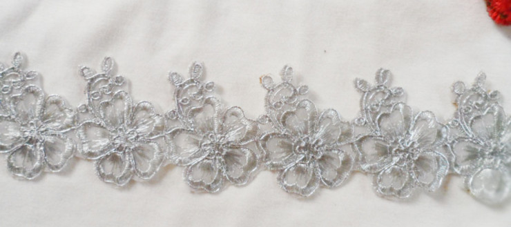 Gold Wire Embrodery Lace Edge with Cord Embroidery Sliver Lace Trim