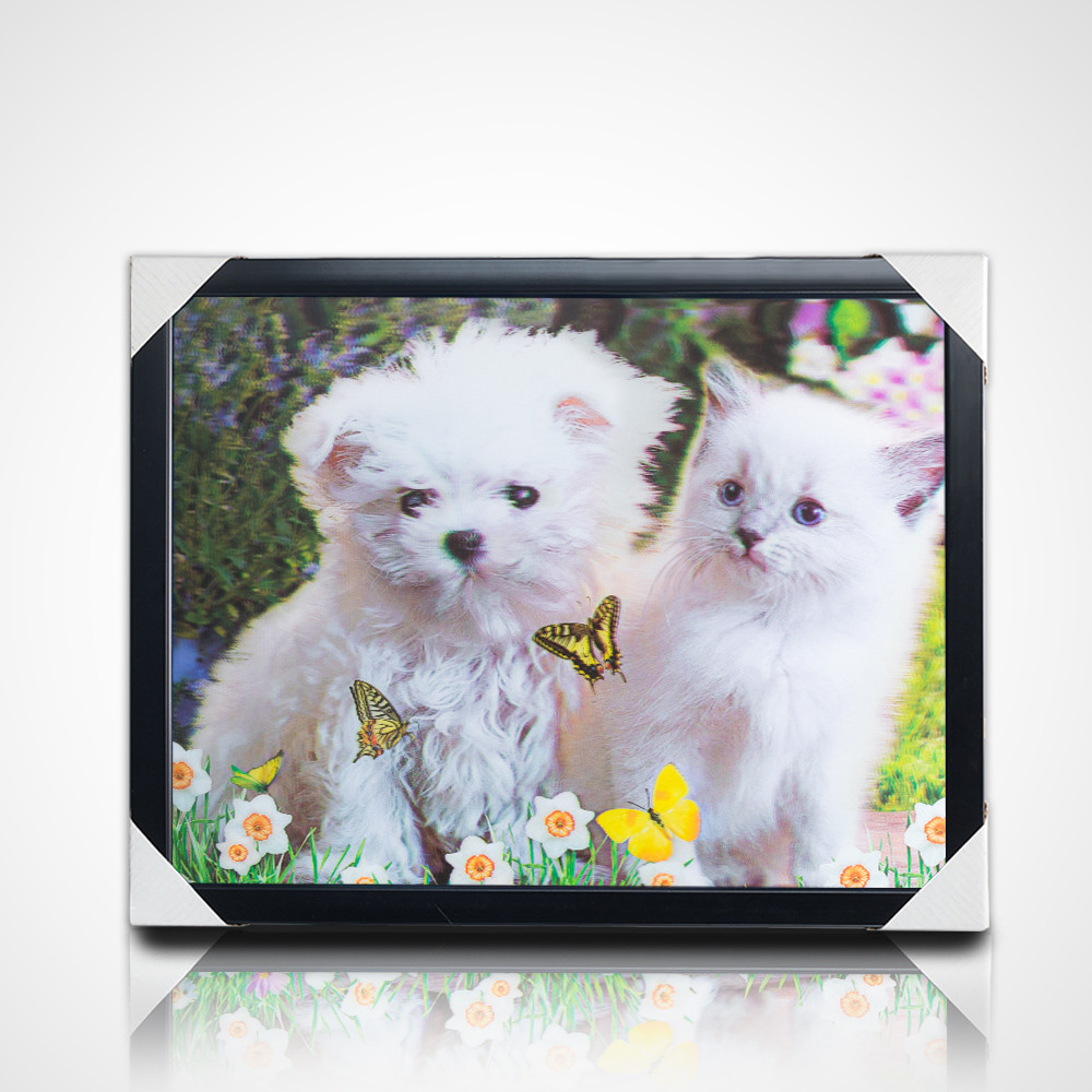 Wholesale Wall Paints PET 40*30cm 3D 5D Lenticular Animals World Picture With Black Frame for Living Room Decoration