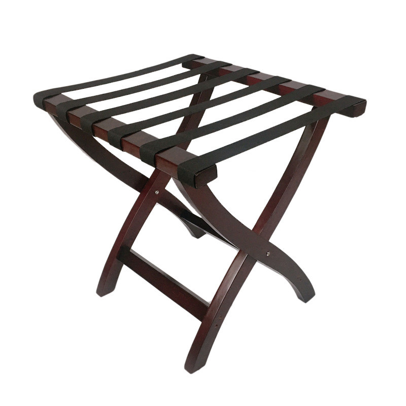 Hotel 6 Black Straps Wooden Luggage Racks For Suitcases