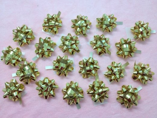 Professional Metallic and Holographic Mini Gift star bow 3 / 4" diameter , 3mm width