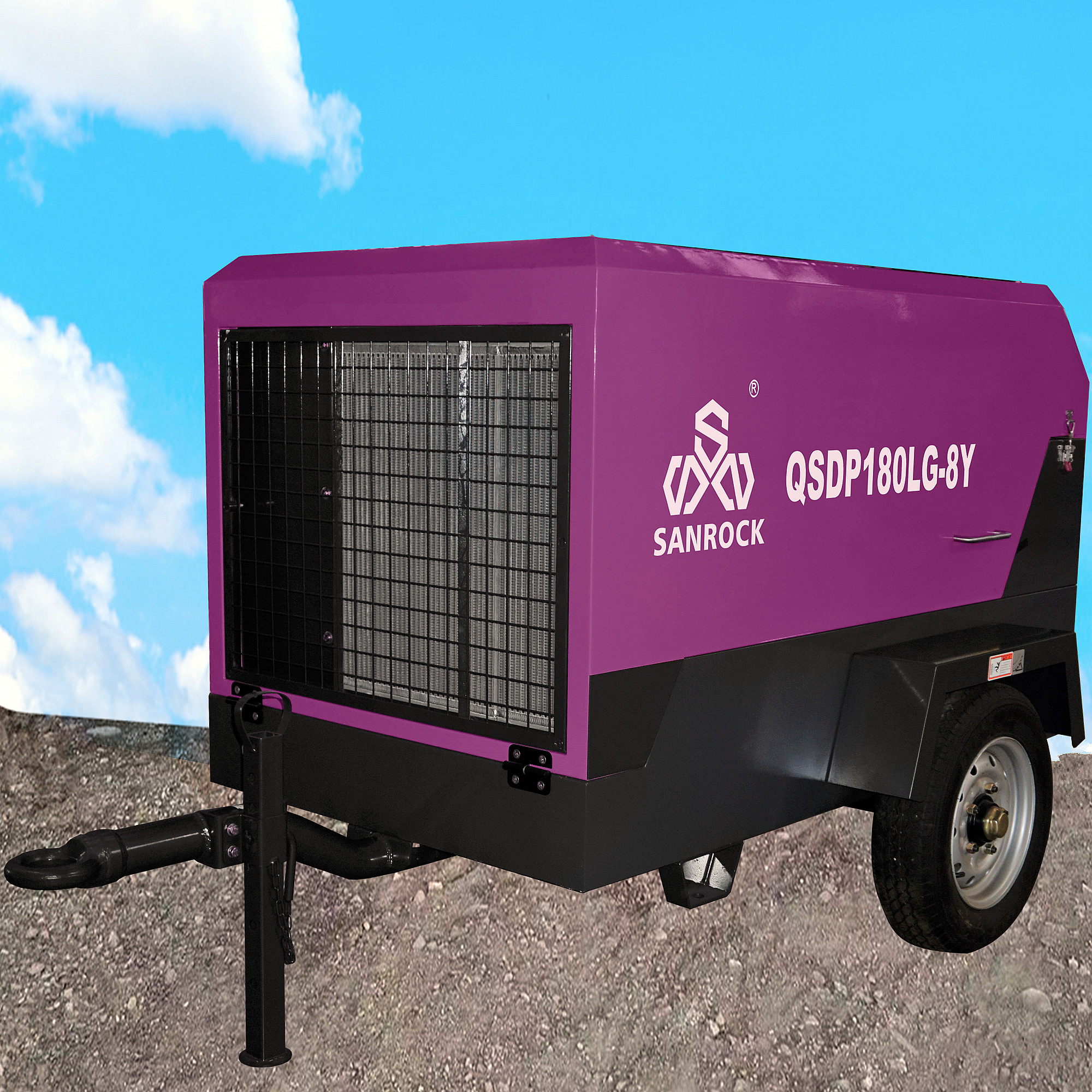 300L Tank Diesel Screw Air Compressor Mining Portable Compressor 4470*1960*2535mm Size